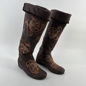 Handmade Leather Boho Boots Est. Women's Size 7.5/8 Fairy Ren Faire Festival